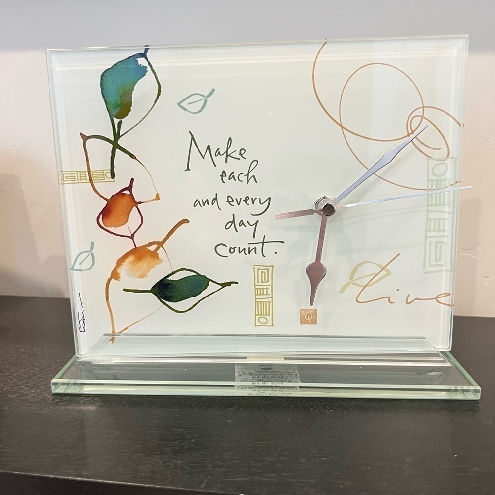 Clock Katy Davis Designs CLOCK. Base & Clock all Glass 9” X 7” X 2 1/2. …